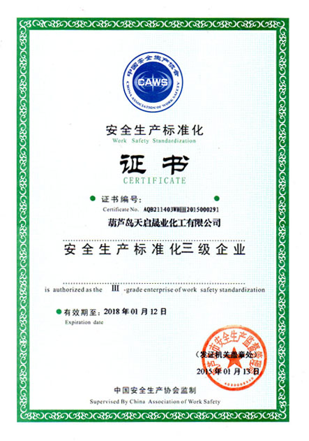 安全標準化證書